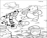Coloriage winnie pooh se balade avec joie dessin